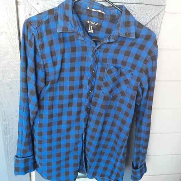 21men Classic Blue Flannel Button Down Shirt Size XS - Picture 1 of 4